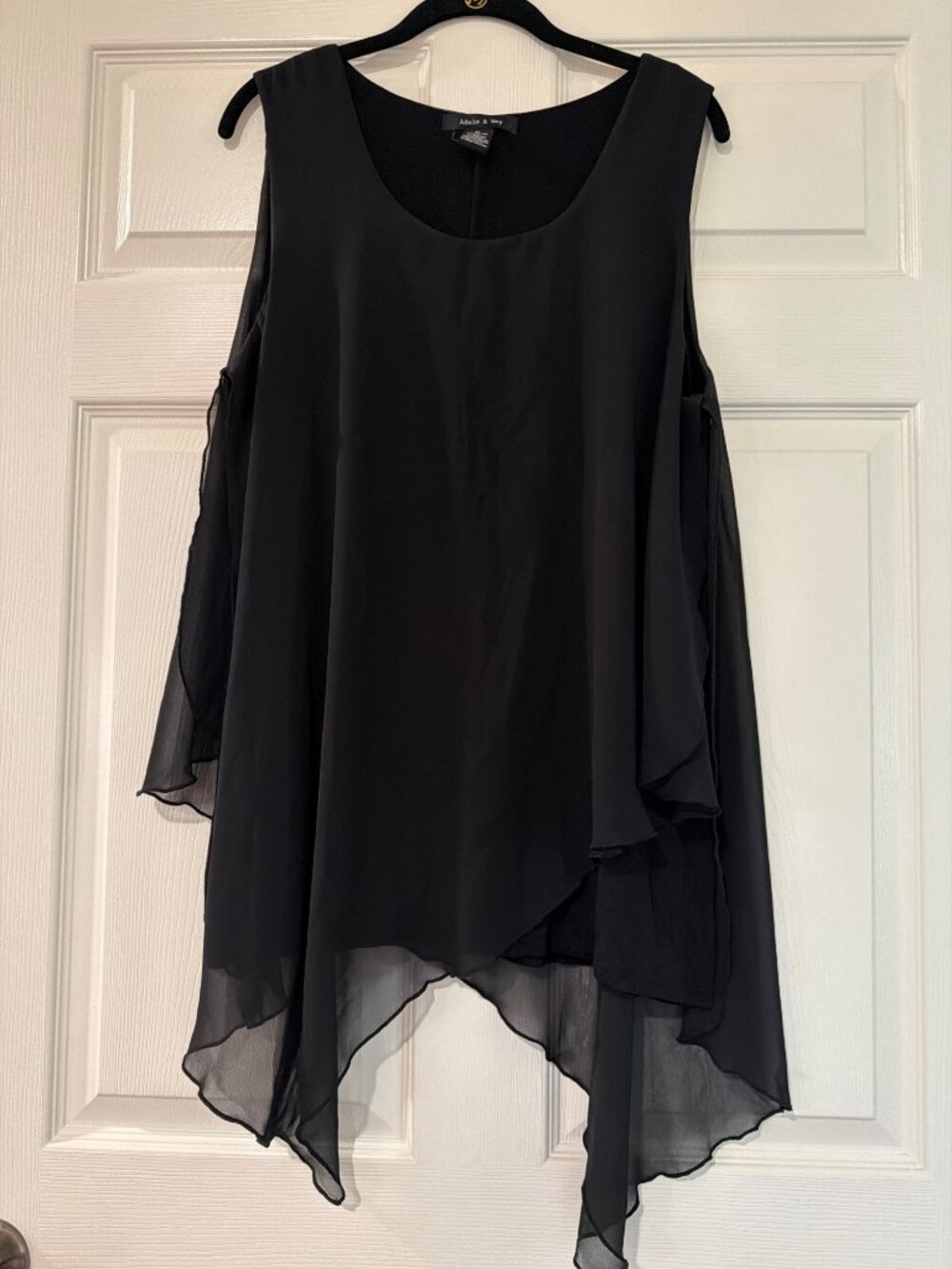 Adele & May Black Sleeveless Asymmetrical Layered Tunic Top XL Rayon & Spandex B
